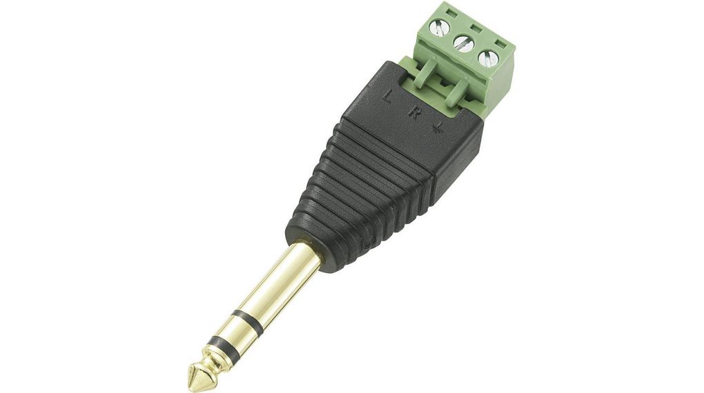 Ljudadapter, 5A, Rak, 6,35 mm-kontakt, Svart